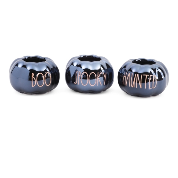 Rae Dunn Luster Pumpkin Tea Light Holders - Picture 2 of 4